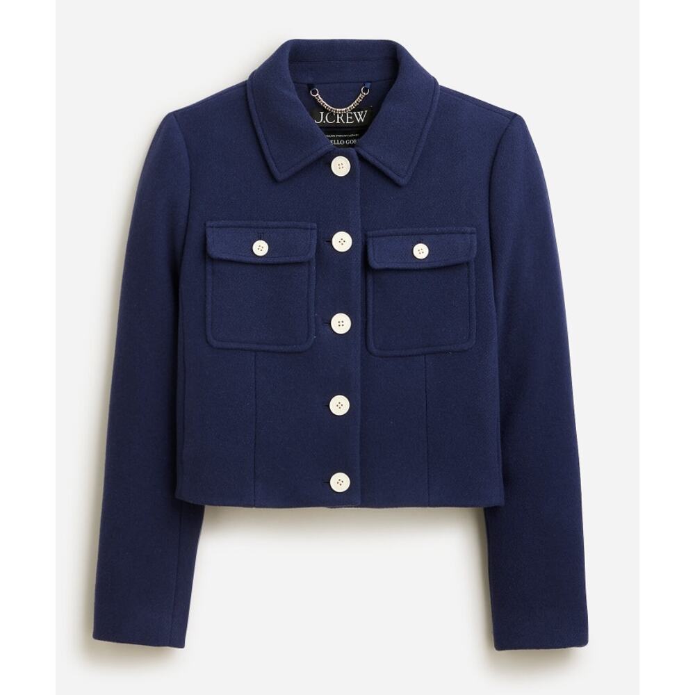 J Crew Lady Jacket in Italian Stadium-Cloth | Sz 12 | Wool Blend, Navy Blue